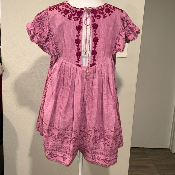 Free People Cutie Pie Romper In Azalea Combo Pink Embroidered Boho Romper Size L - Picture 9 of 16